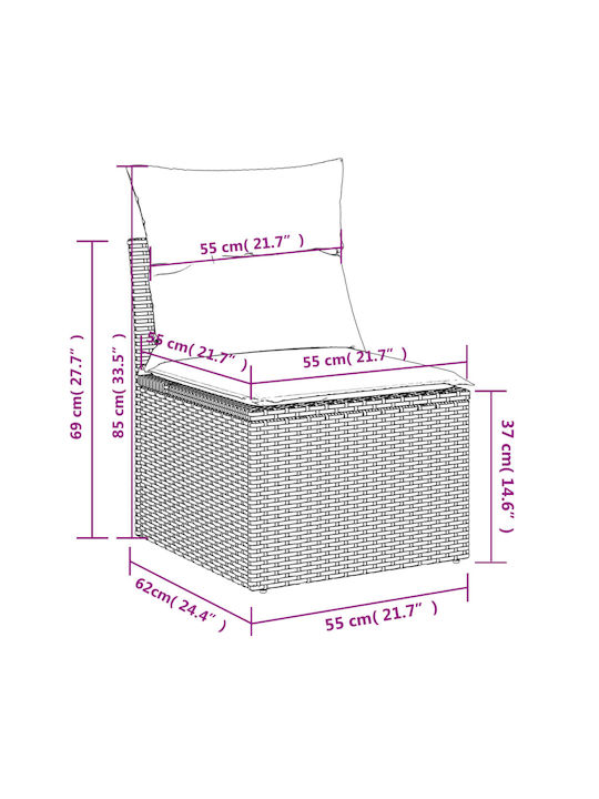 Corner Sofa Outdoor Rattan with Chest and Pillows 55x55x69cm