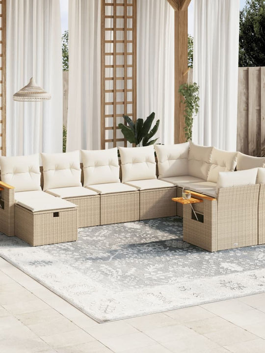 Corner Sofa Outdoor Rattan with Chest and Pillows 55x55x69cm