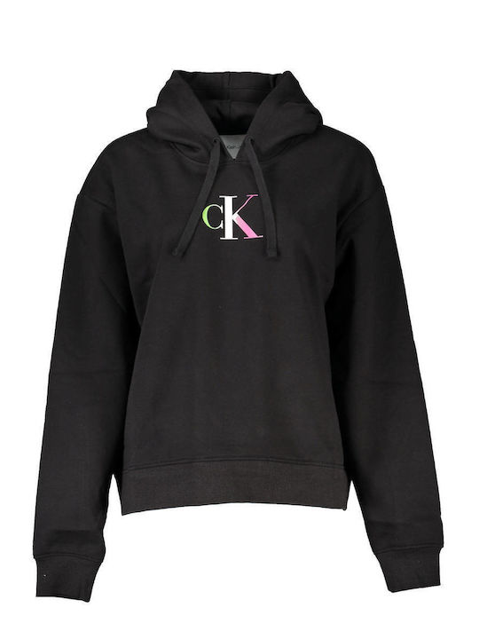 Calvin Klein Women's Long Hooded Fleece Sweatshirt Black