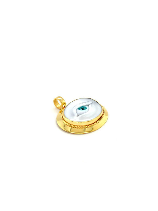 Women's Cameo Pendant Natural Shell with Synthetic Color "eye", Gold K14 (585°)