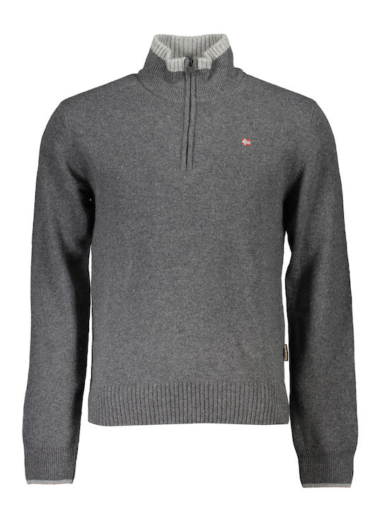 Napapijri Herren Pullover Ausschnitt mit Reißverschluss Gray