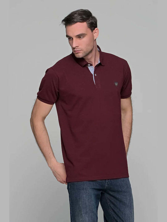 Everbest Bluza Bărbătească cu Mânecă Scurtă Polo Burgundy