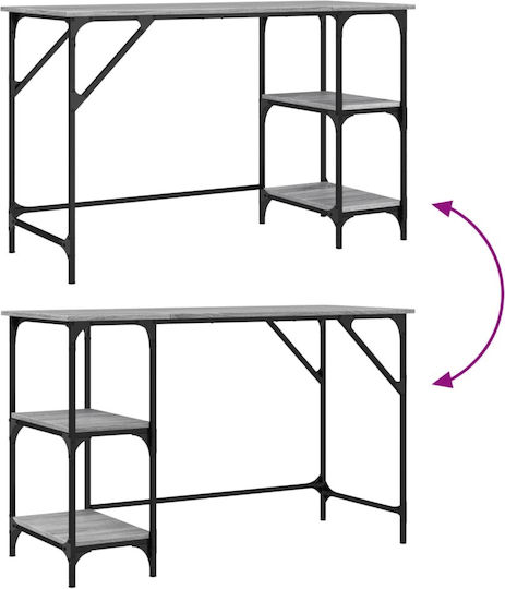Desk Wooden Gray with Metal Legs 120x50x75cm