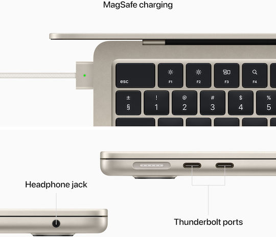 Apple MacBook Air 13.6" (2022) IPS Retina Display (M2-8-Core/8GB/256GB SSD/8-Core GPU) Starlight (GR Keyboard)