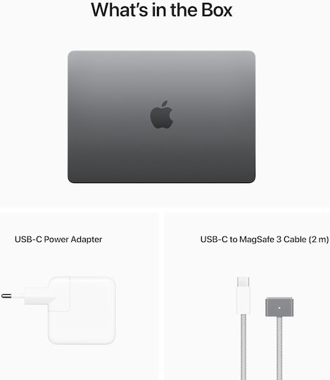 Apple MacBook Air 13.6" (2022) IPS Retina Display (M2-8-Core/8GB/256GB SSD/8-Core GPU) Space Grey (GR Keyboard)