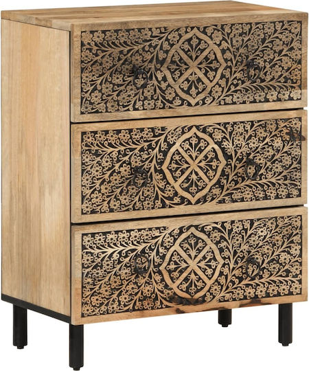 Cabinet Storage Made of Metal & Wood with 3 Drawers L60xW33xH75cm