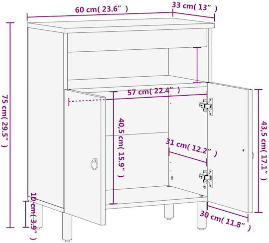 Kabinett Aufbewahrung L60xB33xH75cm