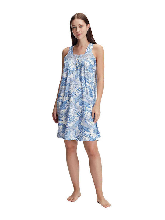 Anil Ev & Ic Giyim Summer Women's Nightdress Blue Floral