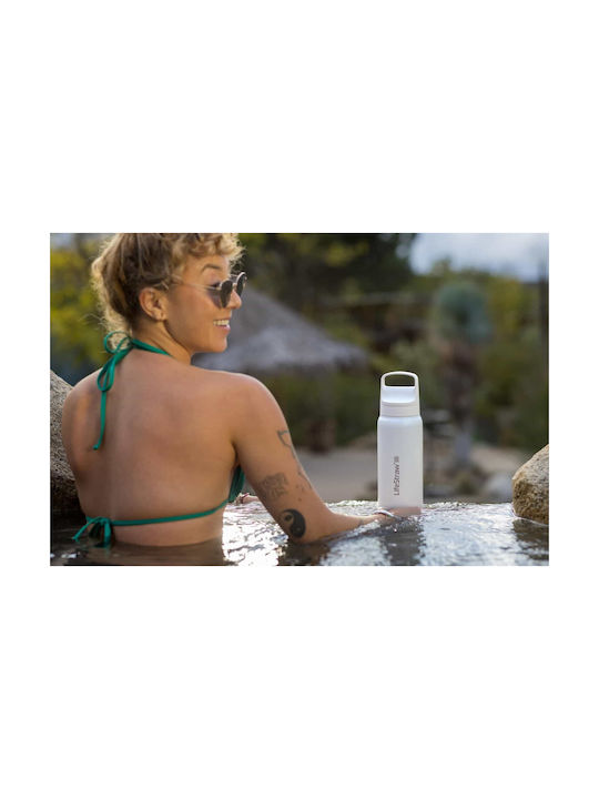 Lifestraw Wasserflasche Rostfreier Stahl mit Filter 650ml Weiß