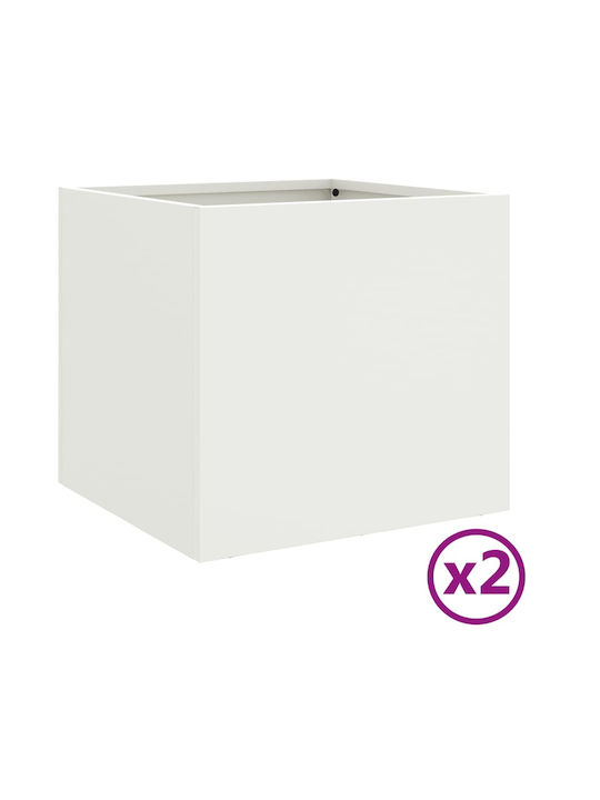 vidaXL Planter Box 32x30cm Set 2pcs White 841538