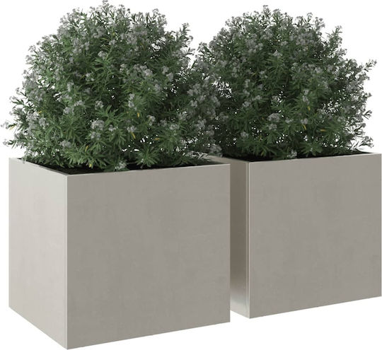 vidaXL Set 2 Metallische Blumenkästen Silber 30cm
