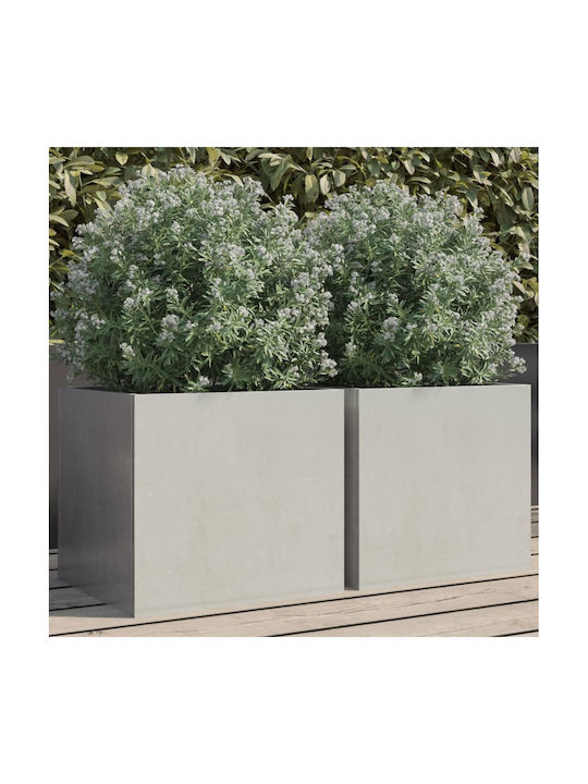 vidaXL Silver Set 2 Planters Metal Silver
