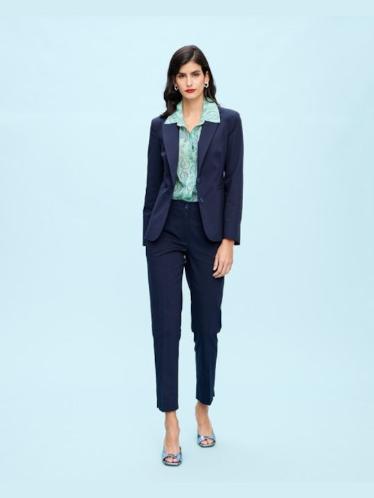 Passager Blazer pentru femei Cu talie Sacou blue