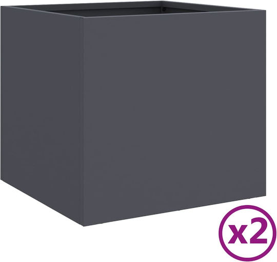 vidaXL Set 2 Jardiniere Din Plastic Antracit 32x29 cm
