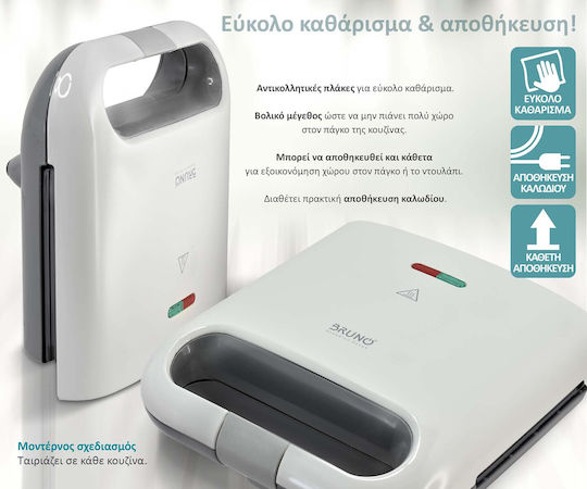 Bruno Sandwichmaker für for 2 Sandwiches Sandwiches 800W Weiß