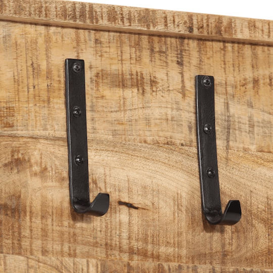 vidaXL Wooden Wall Hanger 5 Hooks Brown 80x5.5x25cm