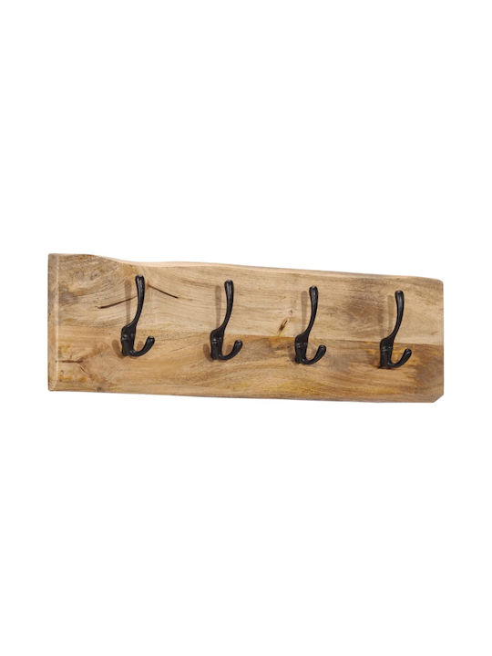 vidaXL Wooden Wall Hanger with 4 Slots Beige 82x7x22cm 1pc