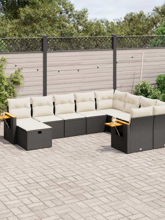 Corner Sofa Outdoor Rattan with Chest and Pillows 55x55x37cm