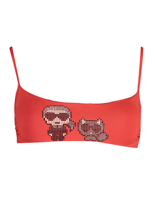 Karl Lagerfeld Sports Bra Bikini Top Red