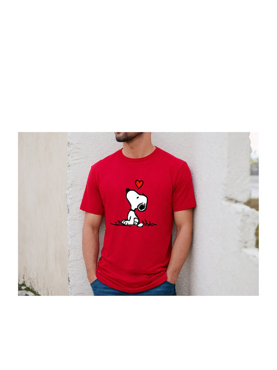 Fruit of the Loom Snoopy Love Original T-shirt Κόκκινο Βαμβακερό