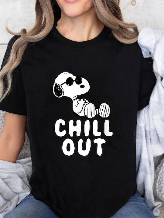 Fruit of the Loom Snoopy Chill Out Original T-shirt Black Cotton