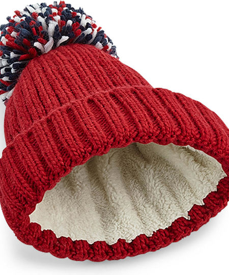 Beanie Unisex Σκούφος Πλεκτός σε Κόκκινο χρώμα