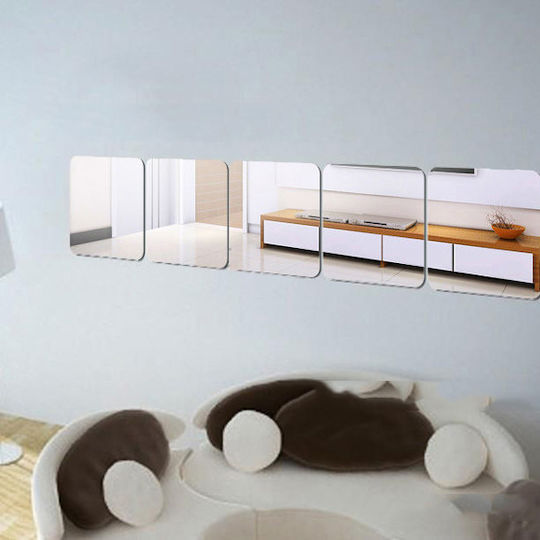 Set aus 6 quadratischen Spiegeln selbstklebender dekorativer Aufkleber für Badezimmer, Wohnzimmer und Küche - Deosebit Premium 15 x 15 cm Original Deals