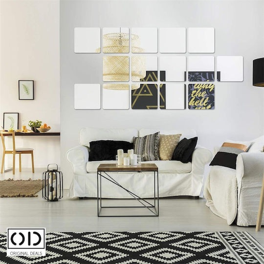 Self-adhesive Acrylic Mirrors For Wall And Furniture Decoration, Square Pattern With Straight Corners, Size 20 X 20 Cm, Set Of 4 Pieces, Original Deals