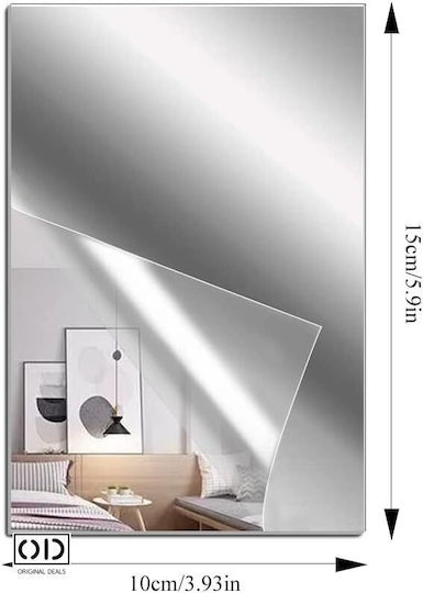 Self-adhesive Mirror For Interior Decor And Design, Rectangle Pattern, Premium Acrylic Pvc, Set Of 6 Pieces, 15 X 10, Original Deals
