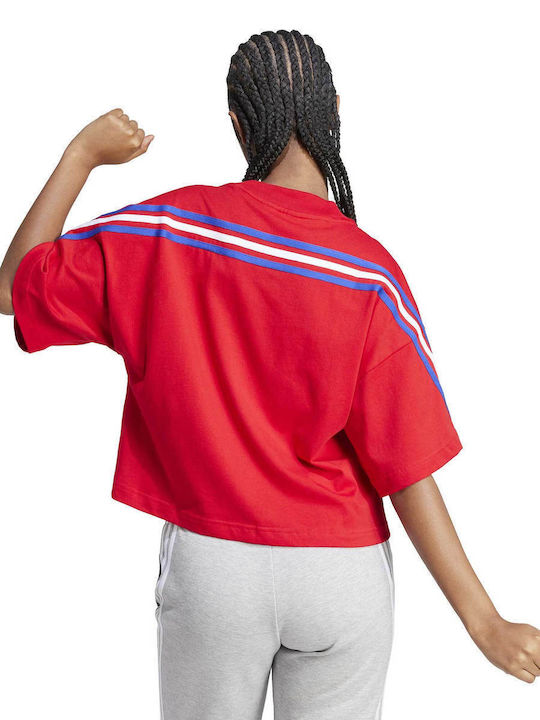 Adidas Future Icons Damen Sportliche Bluse Kurzärmelig Rot