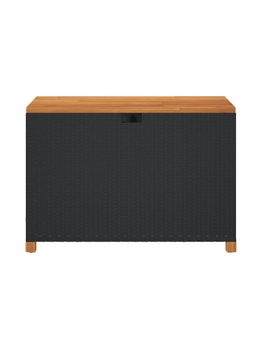 vidaXL Außenlagerbox Rattan Schwarz L110xB55xH63cm