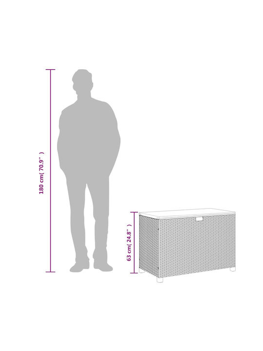 vidaXL Außenlagerbox Rattan Schwarz L110xB55xH63cm