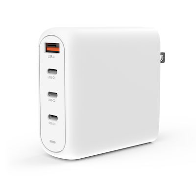 Creative Ladegerät ohne Kabel GaN mit USB-A Anschluss und 3 USB-C Anschlüsse 100W Stromlieferung / Schnell-Ladung 4+ Weißs (51MZ0520AA000)