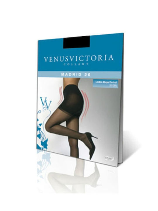 Venus Victoria Madrid 20 Den Elastic Tights with Latex - Off-Black