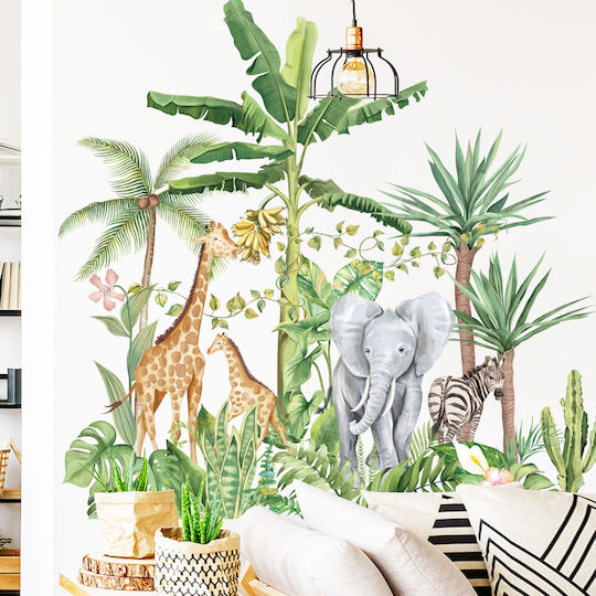 Decorative Sticker For Living Room And Bedroom, Safari Wild Animals, 60 X 90 Cm, Original Deals