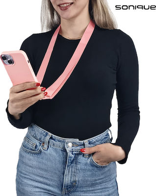 Sonique Strap Coperta din spate Silicon 0.5mm cu Brățară Roz (iPhone 15 Pro)