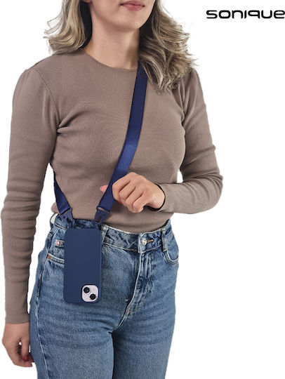 Sonique Back Cover Silicone 0.5mm with Strap Navy Blue (Poco F5 Pro)