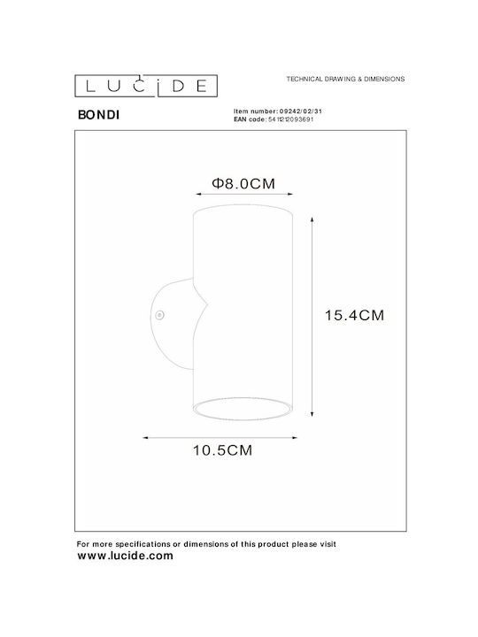 Lucide Lightning Lumină de Perete cu Soclu GU10 Alb