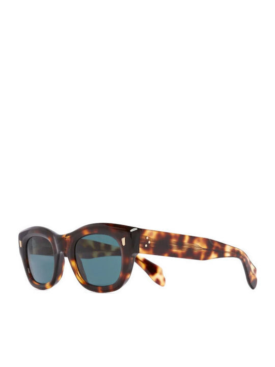 Unisex Sonnenbrille mit Braun Schildkröte Kunststoff Gestell und Blau Linse