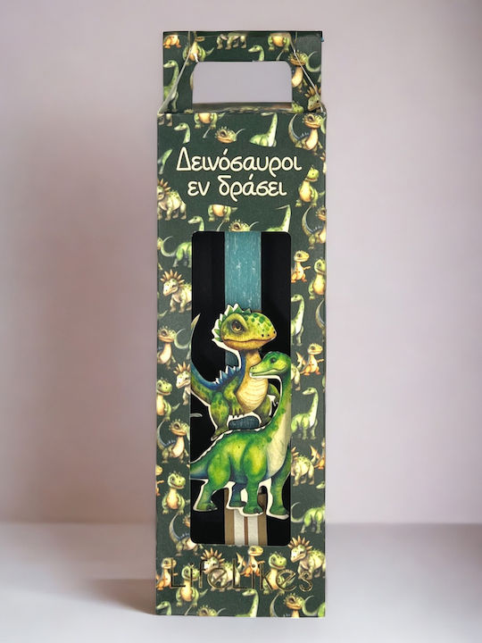 Easter Candle Dinosaur Round with Box Dinosaurs in Action 30cm
