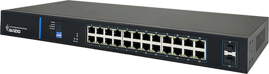 Avizio Power AV-SU24GP2F Negestionat L2 PoE+ Switch cu 24 Porturi Gigabit (1Gbps) Ethernet și 2 Porturi SFP