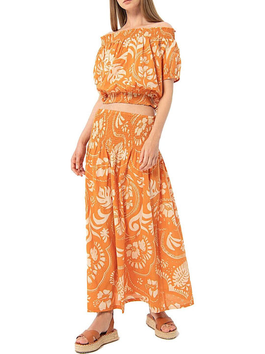 Surkana 524bevi622 Orange geblümtes Oberteil 524bevi122