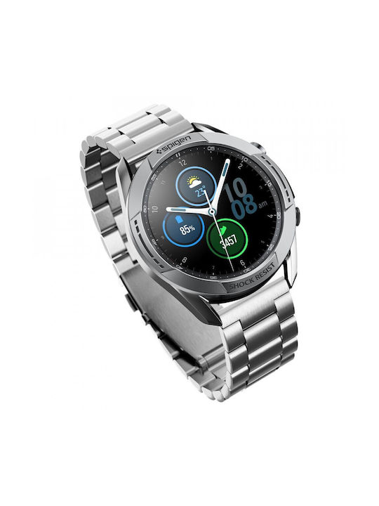 Spigen Chrono Schild Silber Aluminium Gehäuse für Samsung Galaxy Watch 3 45mm Schwarz
