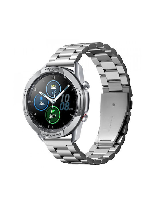 Spigen Chrono Schild Silber Aluminium Gehäuse für Samsung Galaxy Watch 3 45mm Schwarz