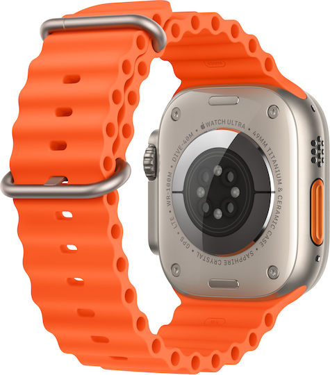 Apple Watch Ultra 2 Ocean Band Titanium 49mm Αδιάβροχο με eSIM και Παλμογράφο (Orange Ocean Band)