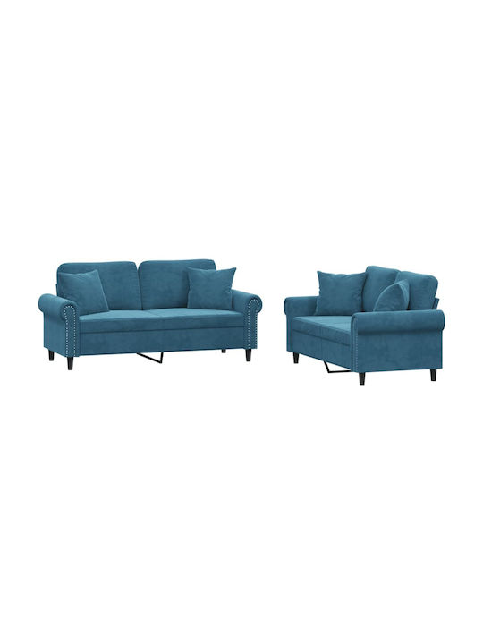Living Room Furniture Set 2 sofas Blue