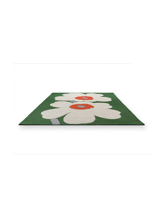 Marimekko Unikko 60th Anniversary 433007 Lucrat manual Covor De exterior Rectangular Verde