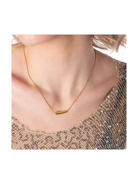 Gold plated steel necklace Horizontal Drop