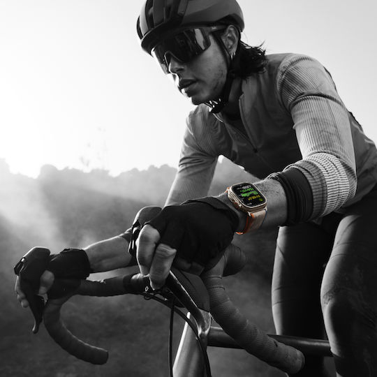 Apple Watch Ultra 2 Titanium 49mm Αδιάβροχο με eSIM και Παλμογράφο (Blue Alpine Loop - Small)