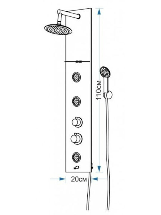 Inter Ceramic Ceramic Στήλη Υδρομασάζ Μαύρη Inter Ceramic Ceramic Στήλη Υδρομασάζ Μαύρη